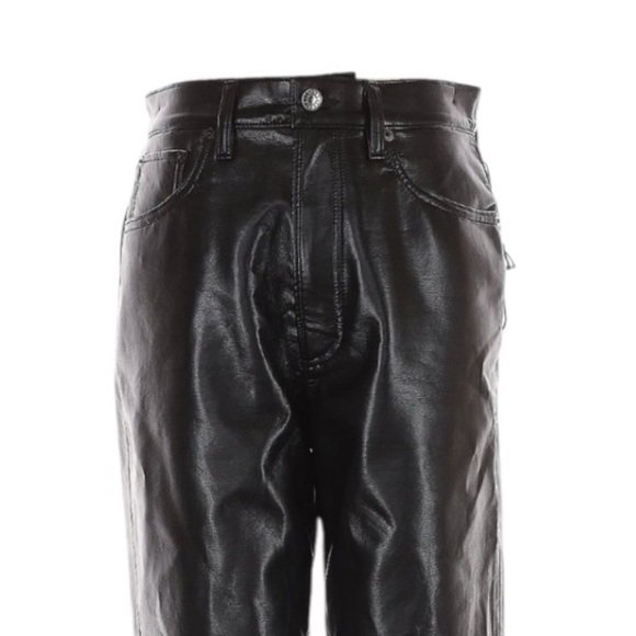 AGOLDE 90’s Pinch Waist Recycled Leather Pants Detox Black 28 High Rise NWT - Picture 4 of 12